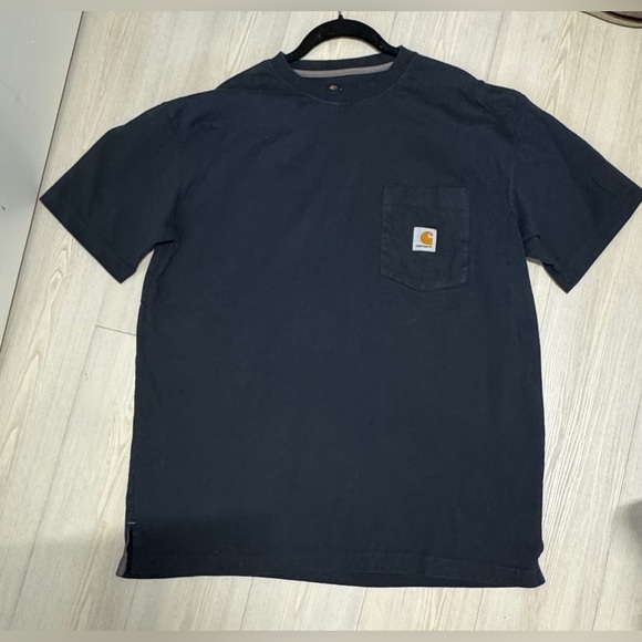 Carhartt  Heavyweight Short Sleeve Pocket Shop T Shirt Blue Size L Loose Fit - Picture 3 of 9